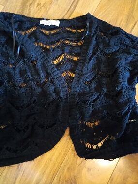 Pink Republic Black Crochet Camisole Cover-Up Vintage